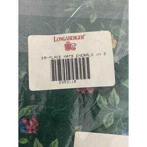 Longaberger Emerald Vine Set of 2 Double Sided Fabric Placemats New